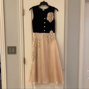 Silk embroidered midi dress